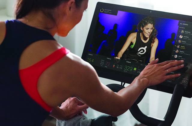 Woman on an exercise bike